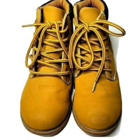 Sonoma Boots Combat Boys Faux Suede Tan Ankle Lace Up 3 - Picture 6 of 10